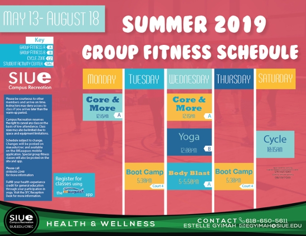 Summer Group Fitness Schedule